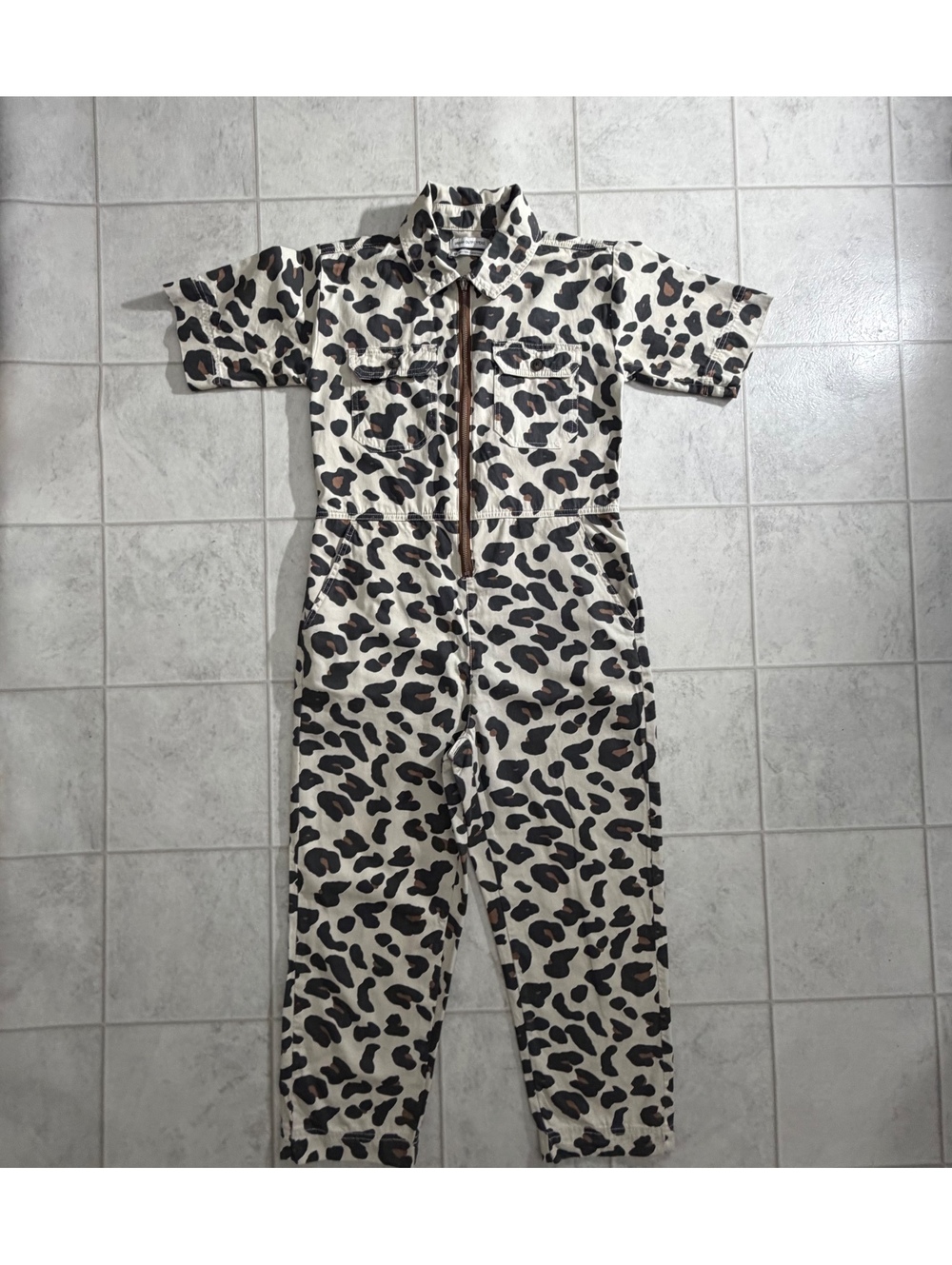 Urban Outfitters leopard print zip front jumpsuit size S